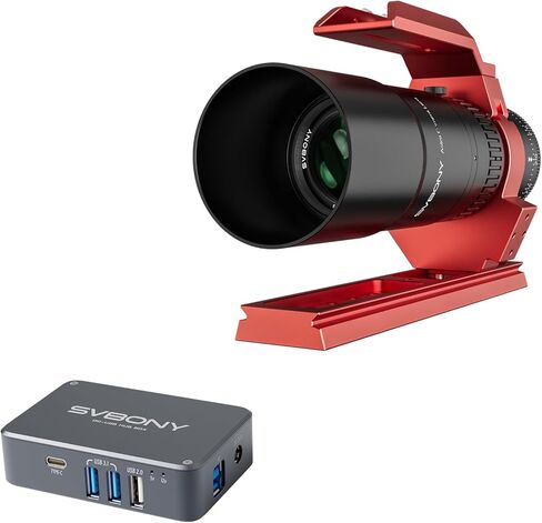 SVBONY SV545 Telescope Petzval Lens APO with SV241 Power Hub Adapter, F4.5, 203mm Focal Length, Built in Field Flattener, Telescope and Compact USB Hub for Deep Sky Astrophotography in Kuwait