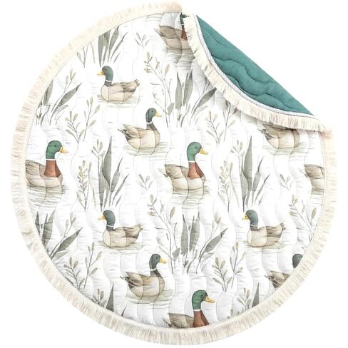 AceOrbit Baby Play Mat 40" x 40" Mallard Ducks Baby Tummy Time Playmat Soft Thickened Anti-Slip Reversible Floor Crawling Mat for Boys Girls Toddlers Infants Mallard Ducks Nursery Decor in Kuwait