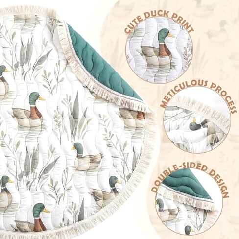 AceOrbit Baby Play Mat 40" x 40" Mallard Ducks Baby Tummy Time Playmat Soft Thickened Anti-Slip Reversible Floor Crawling Mat for Boys Girls Toddlers Infants Mallard Ducks Nursery Decor in Kuwait