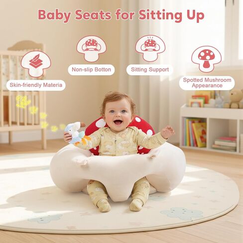 Baby Play Mat & Baby Seats for Infants for Sitting Up | Tummy Time Gym Activity Mat with 5 Detachable Toys for Stage-Based Sensory | Babies Essentials Gift for Newborn 0-6-12-18 Months (Red) in Kuwait