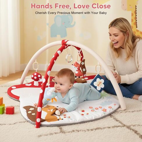 Baby Play Mat & Baby Seats for Infants for Sitting Up | Tummy Time Gym Activity Mat with 5 Detachable Toys for Stage-Based Sensory | Babies Essentials Gift for Newborn 0-6-12-18 Months (Red) in Kuwait