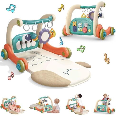 3 in 1 Baby Play Mat Gym, Kick and Play Piano Gym with Music Light, Activity Tummy Time Play mat with 5 Learning Sensory Toys, Infant Gifts for Newborn Baby Toddler 0-14 Months in Kuwait