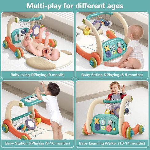 3 in 1 Baby Play Mat Gym, Kick and Play Piano Gym with Music Light, Activity Tummy Time Play mat with 5 Learning Sensory Toys, Infant Gifts for Newborn Baby Toddler 0-14 Months in Kuwait