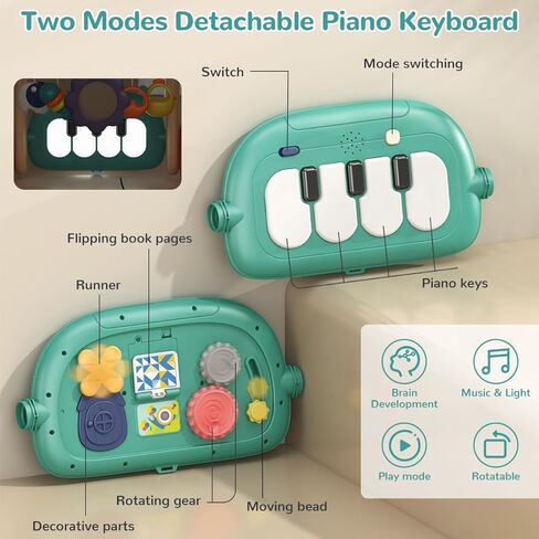 3 in 1 Baby Play Mat Gym, Kick and Play Piano Gym with Music Light, Activity Tummy Time Play mat with 5 Learning Sensory Toys, Infant Gifts for Newborn Baby Toddler 0-14 Months in Kuwait