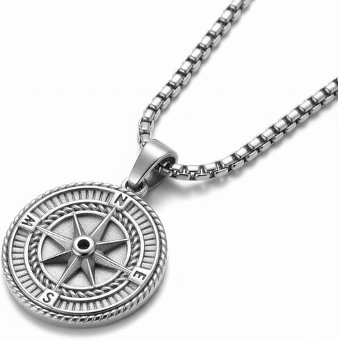 Handmade Long Stainless Steel Necklace For Men With Triangle Pendant - Silver Necklace For Men - Geometric Necklace For Men By Galis Jewelry in Kuwait