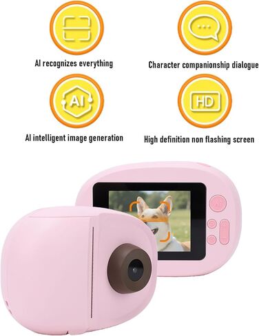 AI Printer, 2.8 Inch Touch Screen Smart Photo Recognition Voice Chat Image Creation Inkless Thermal Print Portable Preview Layout for Home Study Office Personal Sticker in Kuwait