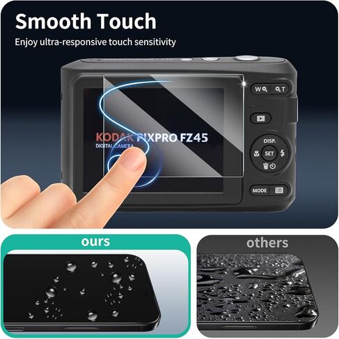 3-Pack Screen Protector for Kodak Pixpro FZ45 Camera, Tempered Glass Film, Impact-Protection, HD, Anti-Shatter, Anti-Scratch, 9H Hardness, 2.5D Curved Edges, Case Friendly, Bubble Free in Kuwait