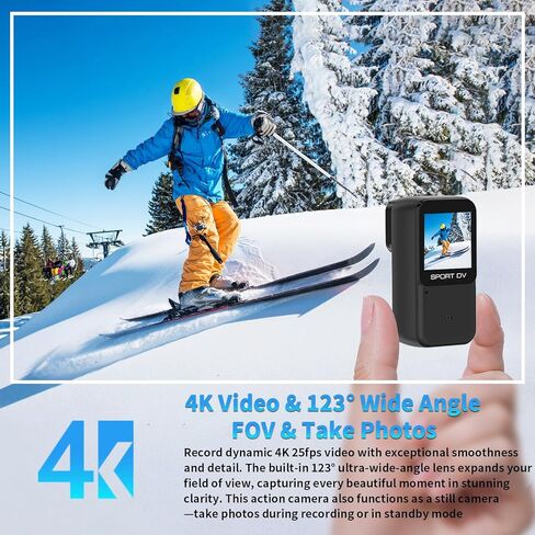 كاميرا حركة إبهام مقاومة للماء بدقة 4K، كاميرا عمل WiFi بزاوية 123 درجة مع شاشة مقاس 1.47 بوصة، تسجيل لمدة 3 ساعات، تسجيل HDR ليلي وحلقة، كاميرا فيديو رياضية تحت الماء، منظور شخصي بدون استخدام اليدين للمغامرات الخارجية in Kuwait