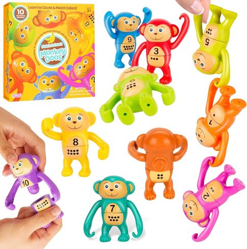 لعبة عدد 10 قطع من Monkey Doos - قرد معلق تعليمي للأطفال من عمر 18 شهرًا فما فوق إلى 10 سنوات، لعب بين الوالدين والطفل، ديكور وتخفيف التوتر، هدية آمنة لمرحلة ما قبل المدرسة in Kuwait