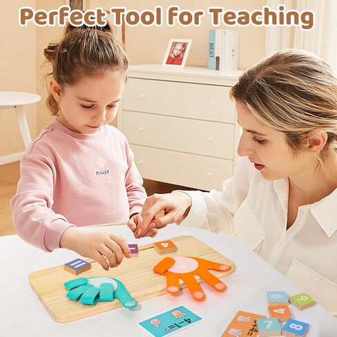 Montessori Math Learning Toys for Toddlers 3-5, Double-Sided Finger Counting & Number Tracing Board, Preschool Educational Wood Number Blocks Toys for Kids 2-4, Math Manipulates, Girl Boy Gift 5-7 in Kuwait