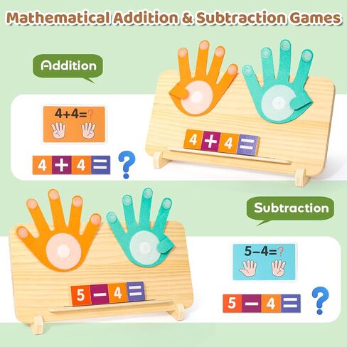 Montessori Math Learning Toys for Toddlers 3-5, Double-Sided Finger Counting & Number Tracing Board, Preschool Educational Wood Number Blocks Toys for Kids 2-4, Math Manipulates, Girl Boy Gift 5-7 in Kuwait