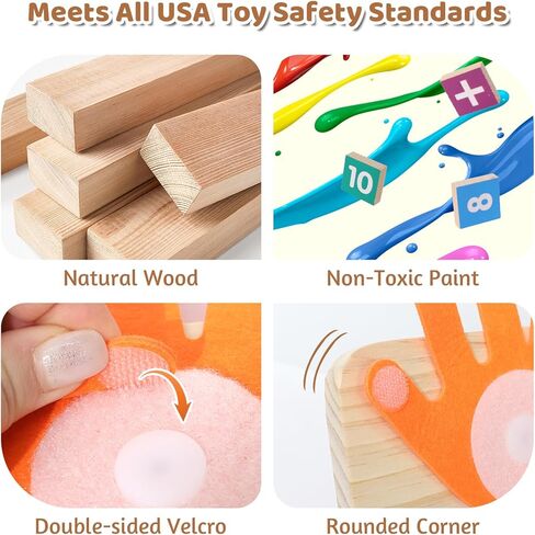 Montessori Math Learning Toys for Toddlers 3-5, Double-Sided Finger Counting & Number Tracing Board, Preschool Educational Wood Number Blocks Toys for Kids 2-4, Math Manipulates, Girl Boy Gift 5-7 in Kuwait