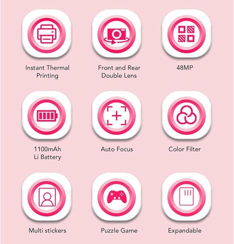 كاميرا EBTOOLS للطباعة الفورية، عدسة مزدوجة 48 ميجابكسل 1080P HD مع شاشة 2.4 بوصة وشحن من النوع C، لتسجيل الحياة وتخصيص الصور in Kuwait