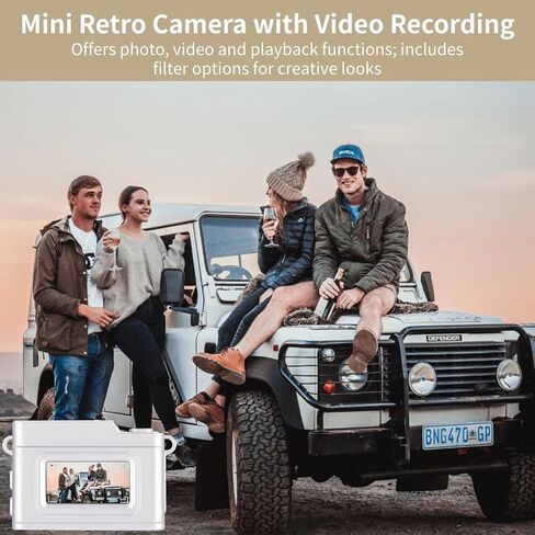 Mini Retro Camera with 32GB Memory Card, Filter Mode Ultra-Compact Digital Camera, Rechargeable Pocket Camera with OTG Adapter, 4 Carry Ways for Daily Vlogging Travel in Kuwait