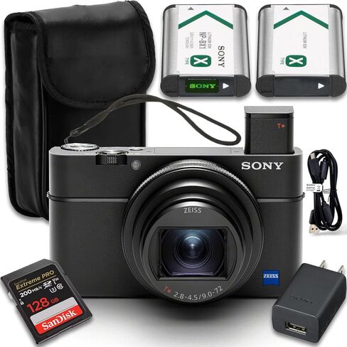 Sony RX100 VII Digital Camera + 128 GB Memory Card + Extra Battery + Camera Case + More (9pc Bundle) in Kuwait