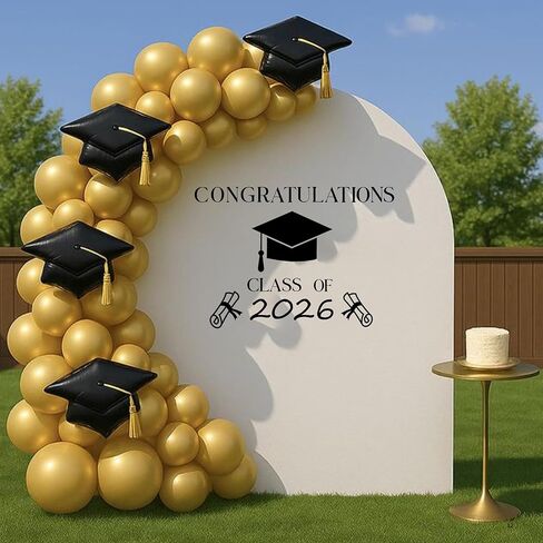 Congratulations Class of 2026 Decal - Graduation Party Decoration Supplies Wall Stickers, Class of 2026 Wall Decal, Black Design with Graduation Cap, Cap Sign Balloon Arch Wall Sticker in Saudi Arabia