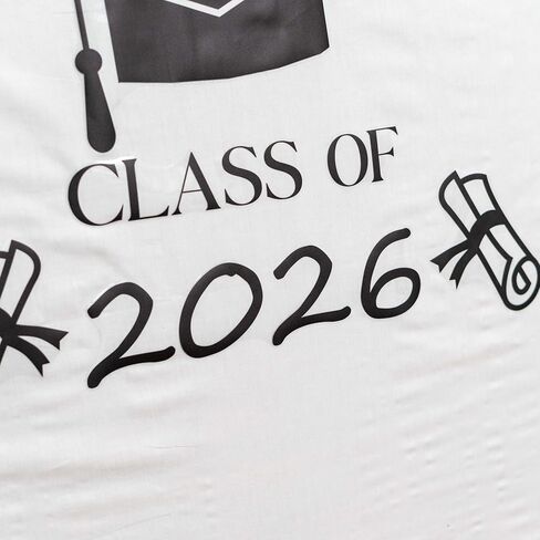 Congratulations Class of 2026 Decal - Graduation Party Decoration Supplies Wall Stickers, Class of 2026 Wall Decal, Black Design with Graduation Cap, Cap Sign Balloon Arch Wall Sticker in Saudi Arabia