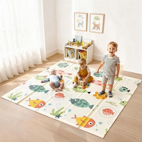 Baby Play Mat 59 x 71 Inch, Extra Large Foldable Play Mats for Babies and Toddlers, Foam Play Mat for Floor Travel Bag in Kuwait