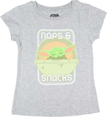 تي شيرت للأطفال مطبوع عليه رسومات Star Wars للفتيات Baby Grogu Naps & Snacks بأكمام قصيرة in Kuwait