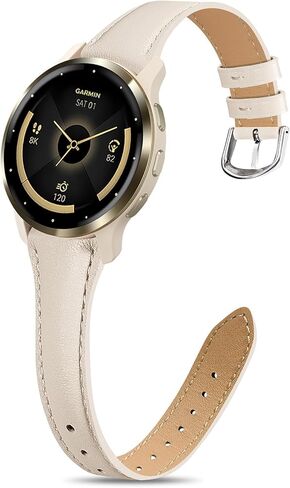 Slim Leather Band Compatible with Garmin Garmin Venu 3 45mm Watch Band/Venu 4 45mm/Venu 2/Vivoactive 4, 22mm Genuine Leather Thin Narrow Replacement Strap for Forerunner 265/255/255 Music in Saudi Arabia