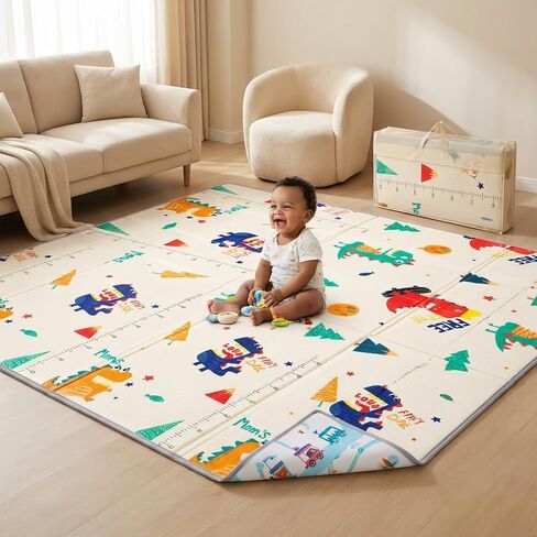 Extra Large Baby Play Mat 79"x59" – Thick 0.6" Protective Foam (Not Fabric) – Waterproof, Foldable & Portable – Safe Crawling & Play Area for Infants & Toddlers in Kuwait