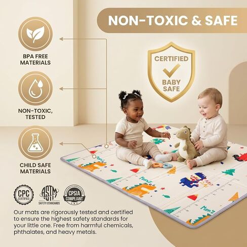 Extra Large Baby Play Mat 79"x59" – Thick 0.6" Protective Foam (Not Fabric) – Waterproof, Foldable & Portable – Safe Crawling & Play Area for Infants & Toddlers in Kuwait