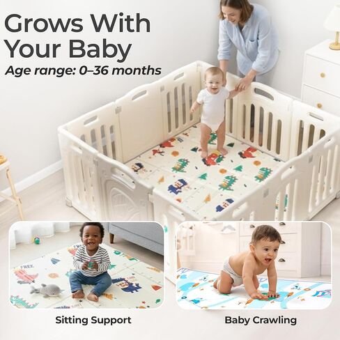 Extra Large Baby Play Mat 79"x59" – Thick 0.6" Protective Foam (Not Fabric) – Waterproof, Foldable & Portable – Safe Crawling & Play Area for Infants & Toddlers in Kuwait