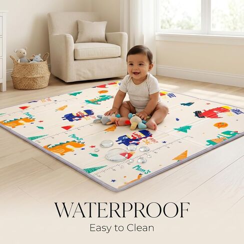 Extra Large Baby Play Mat 79"x59" – Thick 0.6" Protective Foam (Not Fabric) – Waterproof, Foldable & Portable – Safe Crawling & Play Area for Infants & Toddlers in Kuwait
