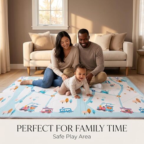 Extra Large Baby Play Mat 79"x59" – Thick 0.6" Protective Foam (Not Fabric) – Waterproof, Foldable & Portable – Safe Crawling & Play Area for Infants & Toddlers in Kuwait