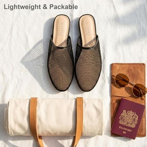 MUSSHOE Comfortable Mesh Mules for Women: Breathable Slip On Round Toe Backless Loafers in Saudi Arabia