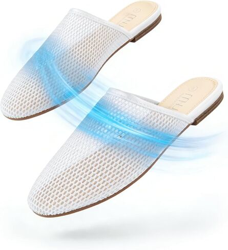 MUSSHOE Comfortable Mesh Mules for Women: Breathable Slip On Round Toe Backless Loafers in Saudi Arabia