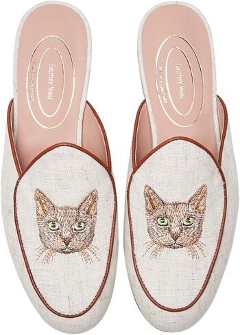 Journey West Women's Mules Flats with Embroidery Belgian Loafers Slip on Slippers for Women in Kuwait