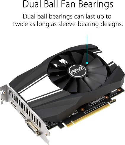 بطاقة رسومات Asus GeForce GTX 1650 Overclocked 4GB Dual-Fan Edition VR Ready HDMI DP 1.4 DVI (Dual-GTX1650-O4G) (متجددة) in Kuwait