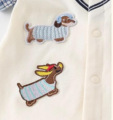 Newborn Baby Boy Summer Romper Dachshund Preppy Fake 2-Piece Outfit Cotton Infant Jumpsuit in Saudi Arabia