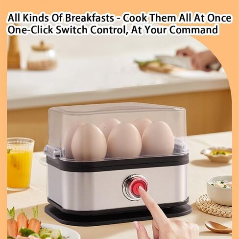 Egg Cooker,2025 New Rapid Egg Cooker 6 Egg Capacity, Soft, Medium, Hard Boiled, Poacher, Stainless Steel Electric Eggs Cooker,Or Hard-Boiled Eggs, Rapid Cook Time, Auto Shut-Off & Boil-Dry Protection in Saudi Arabia