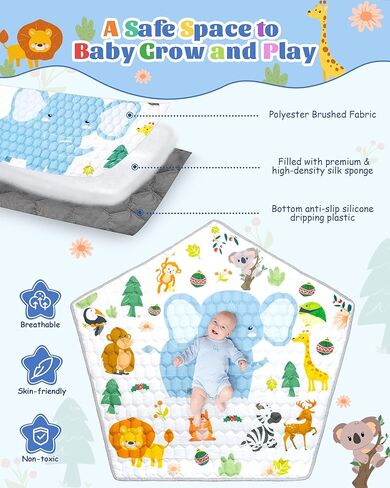 Playpen Mat Compatible with Funsland Baby Playpen Pop-up Tent - Soft Non Slip Pentagonal Play Mat in Kuwait