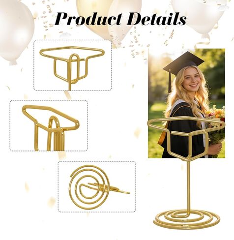 30 Pcs Grad Cap Graduation Picture Display Graduation Party Grad Cap Cards Holders Clips for Centerpieces Graduation Table Wedding Reception (30, Gold) in Kuwait