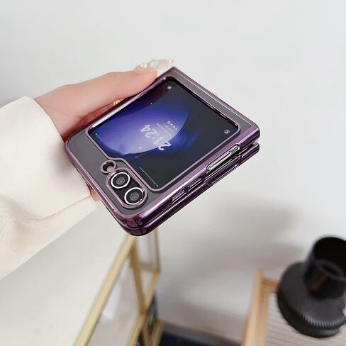 حافظة مغناطيسية لامعة بحامل حلقي 360 درجة لهاتف سامسونج جالاكسي Z فليب 6، (متوافقة مع Magsafe) غطاء بمسند لامع للسيدات فاخر وجذاب لهاتف جالاكسي Z فليب 6 (وردي) in Kuwait