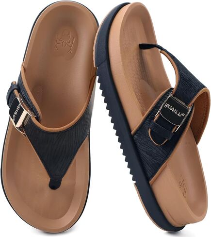 KuaiLu Flip Flops for Womens Orthotic Chic Platform Sandals with Arch Support, Ultra Comfotable Summer Beach Walking Plantar Fasciitis Cushion Sandals Ladies Open toe Adjustable Flat Sandles in Saudi Arabia