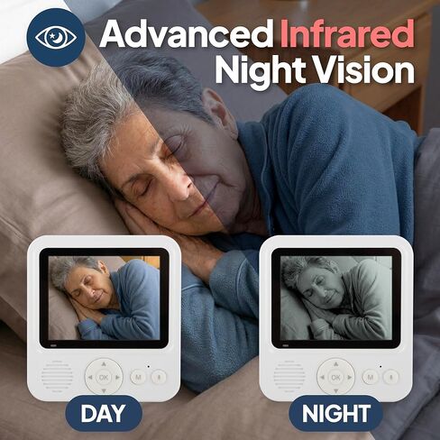 Smart Caregiver Video Monitor for Elderly Care and Caregivers, Portable, Rechargeable, Infrared Night Vision, Secure Connection, No WiFi in Kuwait