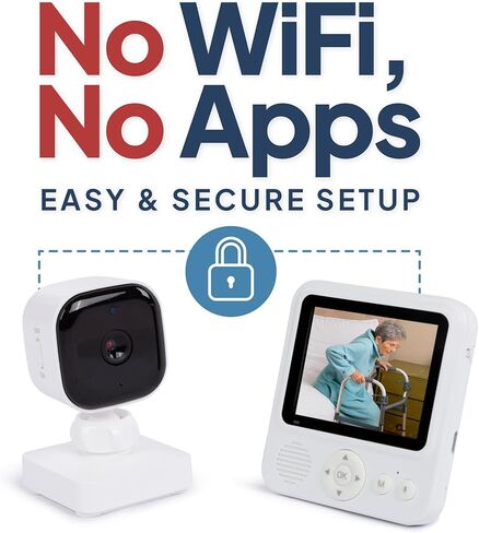 Smart Caregiver Video Monitor for Elderly Care and Caregivers, Portable, Rechargeable, Infrared Night Vision, Secure Connection, No WiFi in Kuwait