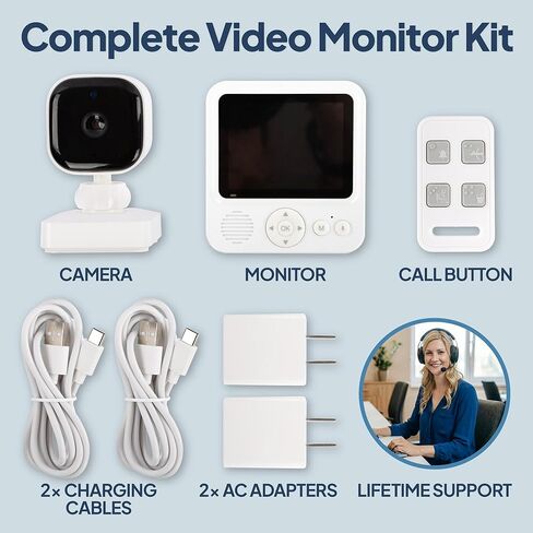 Smart Caregiver Video Monitor for Elderly Care and Caregivers, Portable, Rechargeable, Infrared Night Vision, Secure Connection, No WiFi in Kuwait