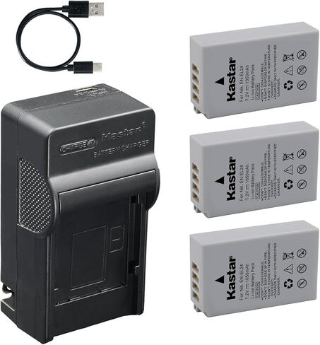 بطارية Kastar قطعة واحدة وشاحن تيار متردد وUSB-C متوافق مع كاميرا EN-EL24 لكاميرا Nikon 1 J5 DL18-50 DL24-85 الرقمية in Kuwait