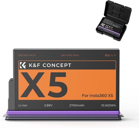 بطارية K&F CONCEPT 360x5، بطارية 2700 مللي أمبير X5 مع حقيبة تخزين متوافقة مع Insta 360x5 in Kuwait