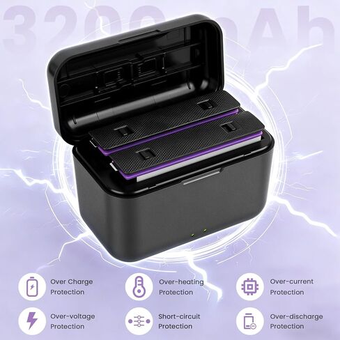 Insta 360 X5 Battery 2-Pack (3200mAh) with Fast Charger, 2850mAh Insta 360 X5 Replacement Batteries for Insta360 X5 Camera in Kuwait