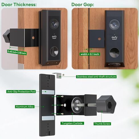 Anti-Theft Video Doorbell Mount for Eufy E340 Camera, Fully Metal Mounting Bracket, Anti-Blocks Motion Sensor, No Drilling Adjustable Accessories Mount for Houses/Apartments/Rentals-1 Pack in Kuwait
