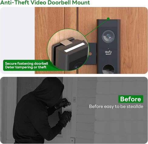 Anti-Theft Video Doorbell Mount for Eufy E340 Camera, Fully Metal Mounting Bracket, Anti-Blocks Motion Sensor, No Drilling Adjustable Accessories Mount for Houses/Apartments/Rentals-1 Pack in Kuwait