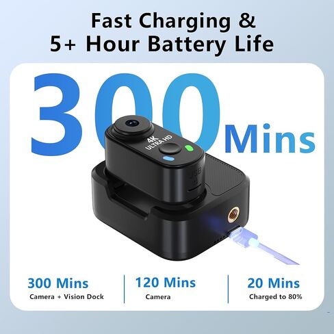 4K Mini Body Camera with 128GB Card,Thumb Action Cam with WiFi, 150° Wearable Hands-Free Chest Recording POV Camera - Magnetic Personal Clip On Camcorder for Cycling/Travel/Outoor/Work (Black) in Kuwait