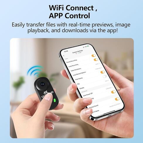 4K Mini Body Camera with 128GB Card,Thumb Action Cam with WiFi, 150° Wearable Hands-Free Chest Recording POV Camera - Magnetic Personal Clip On Camcorder for Cycling/Travel/Outoor/Work (Black) in Kuwait
