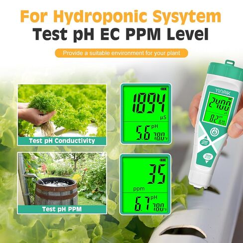 YINMIK EC Salt TDS Meter 4 in 1 Conductivity TDS Salinity Temperature Meter for Hydroponics, Waterproof PPM Water Tester with Backlit for Nutrients, Aquarium, DWC Growing System, Aquaponics, Pool in Saudi Arabia